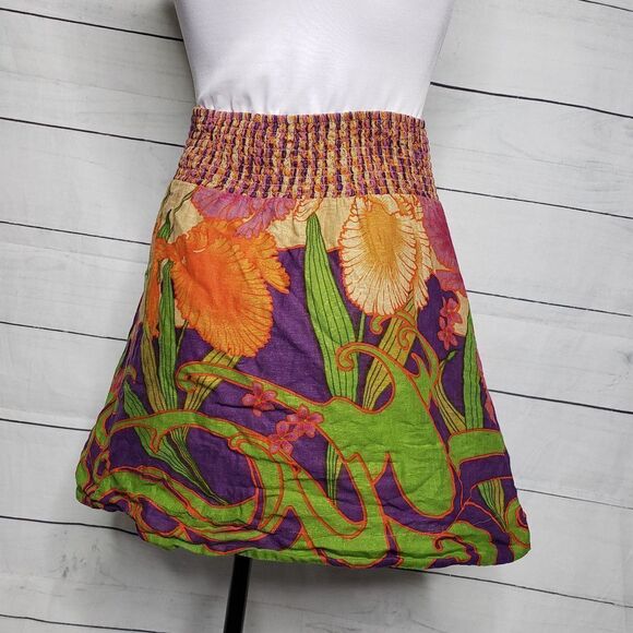 Free People floral abstract skirt XS linen - Picture 3 of 5